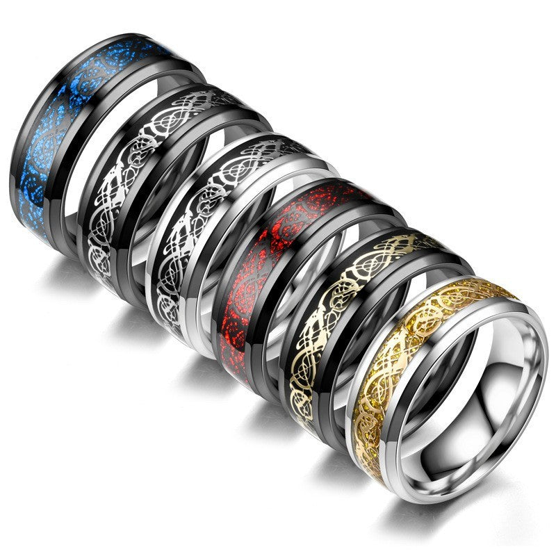 Dragon Pattern Rings Men Stainless Steel Ring Jewelry