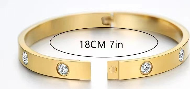 Elegant 14K Gold Plated Love Bracelet with CZ Gems for Women - Ideal Gift for Special Occasions