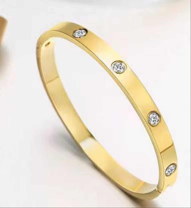 Elegant 14K Gold Plated Love Bracelet with CZ Gems for Women - Ideal Gift for Special Occasions