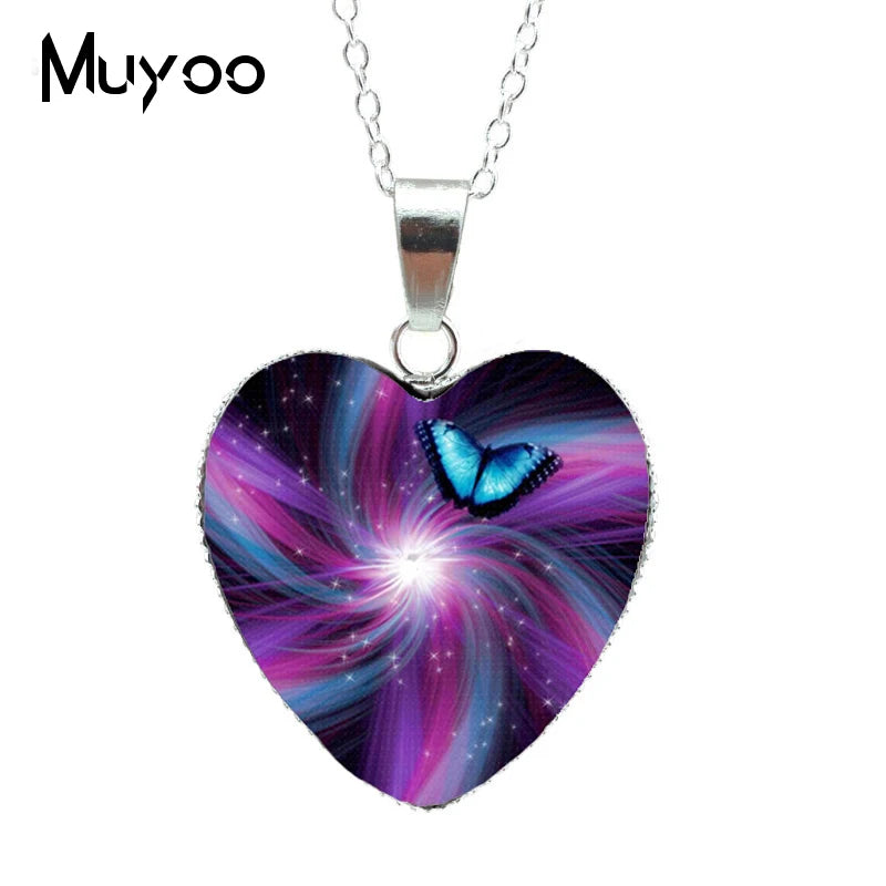 2024 Hot Purple Magic Butterfly Heart Jewelry Necklace Beautiful and Mysterious Butterfly Pendant Heart Necklace Jewerly HZ3