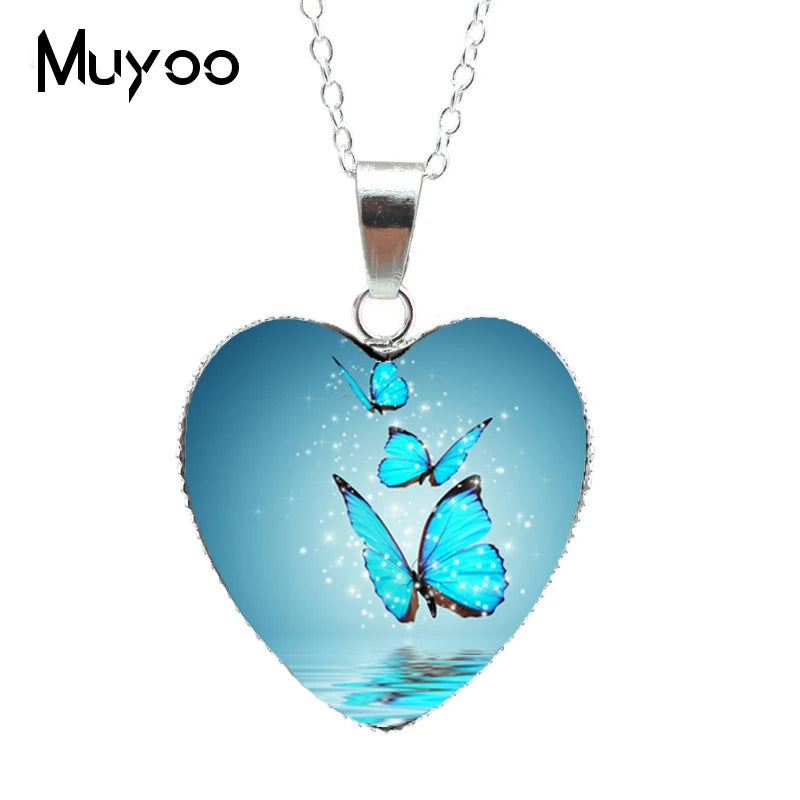 2024 Hot Purple Magic Butterfly Heart Jewelry Necklace Beautiful and Mysterious Butterfly Pendant Heart Necklace Jewerly HZ3