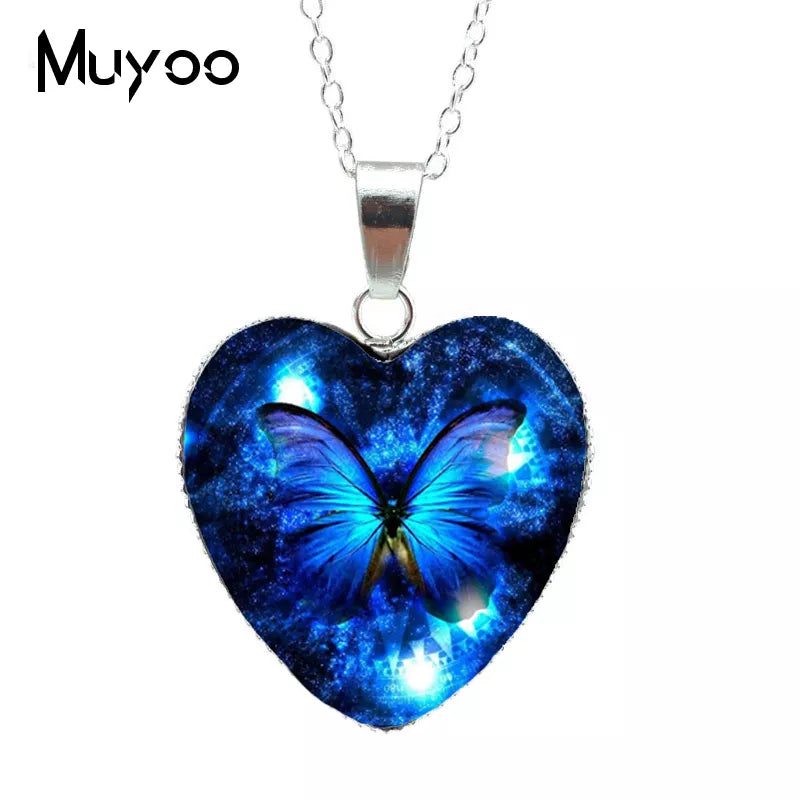 2024 Hot Purple Magic Butterfly Heart Jewelry Necklace Beautiful and Mysterious Butterfly Pendant Heart Necklace Jewerly HZ3