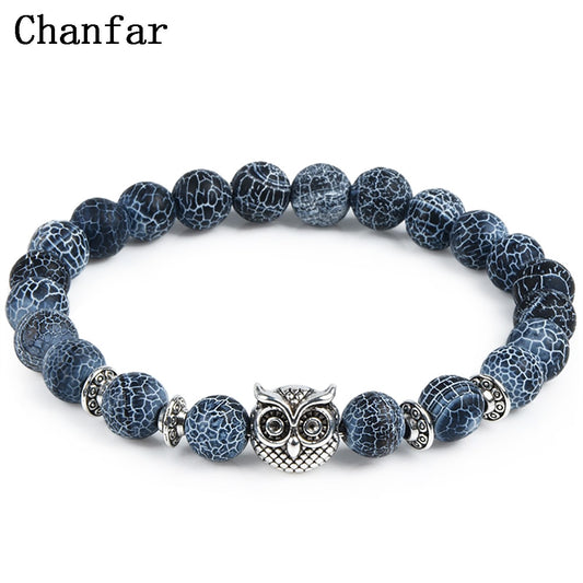 Leopard Tiger Eye Lion Head Bracelet Owl Buddha Bead Bracelets Bangles Skull Charm Natural Stone Bracelet yoga Jewelry Men Women