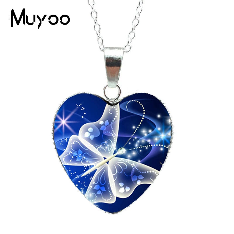 2024 Hot Purple Magic Butterfly Heart Jewelry Necklace Beautiful and Mysterious Butterfly Pendant Heart Necklace Jewerly HZ3