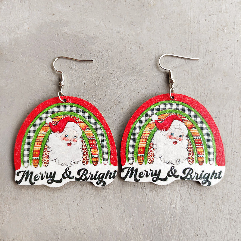 Christmas Themed Wood Dangle Earrings