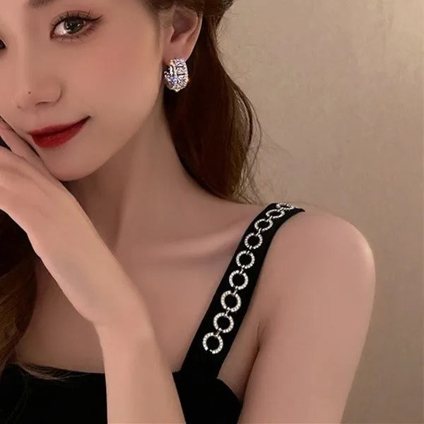 Korean Fashion Zircon Earrings Pendant Earrings Suitable for Women Crystal Jewelry Party Wedding Christmas Gift