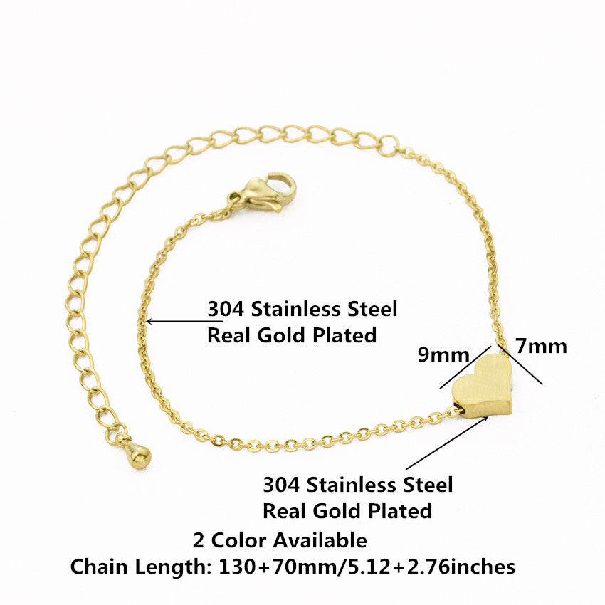 Small Love Heart Stainless Steel Bracelet for Women