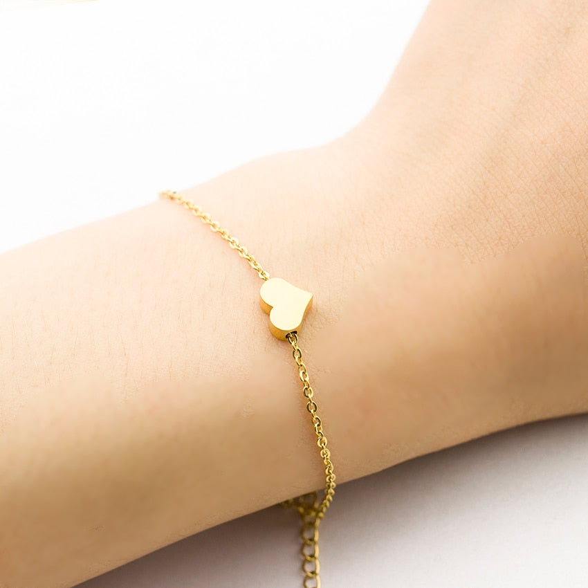 Small Love Heart Stainless Steel Bracelet for Women