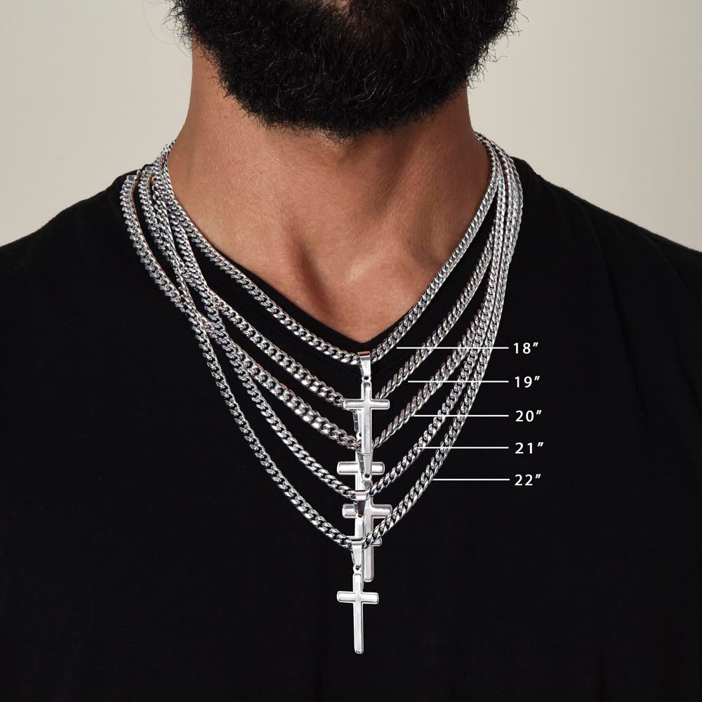 Cuban Chain with Artisan Cross Necklace