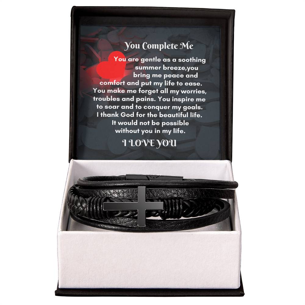 Cross Leather Bracelet with LED Luxury Box