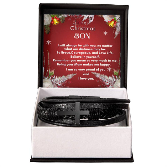 Son's Cross Leather Keepsake Bracelet