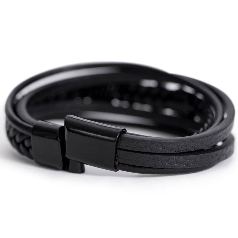 Faithful Cross Leather Wristband