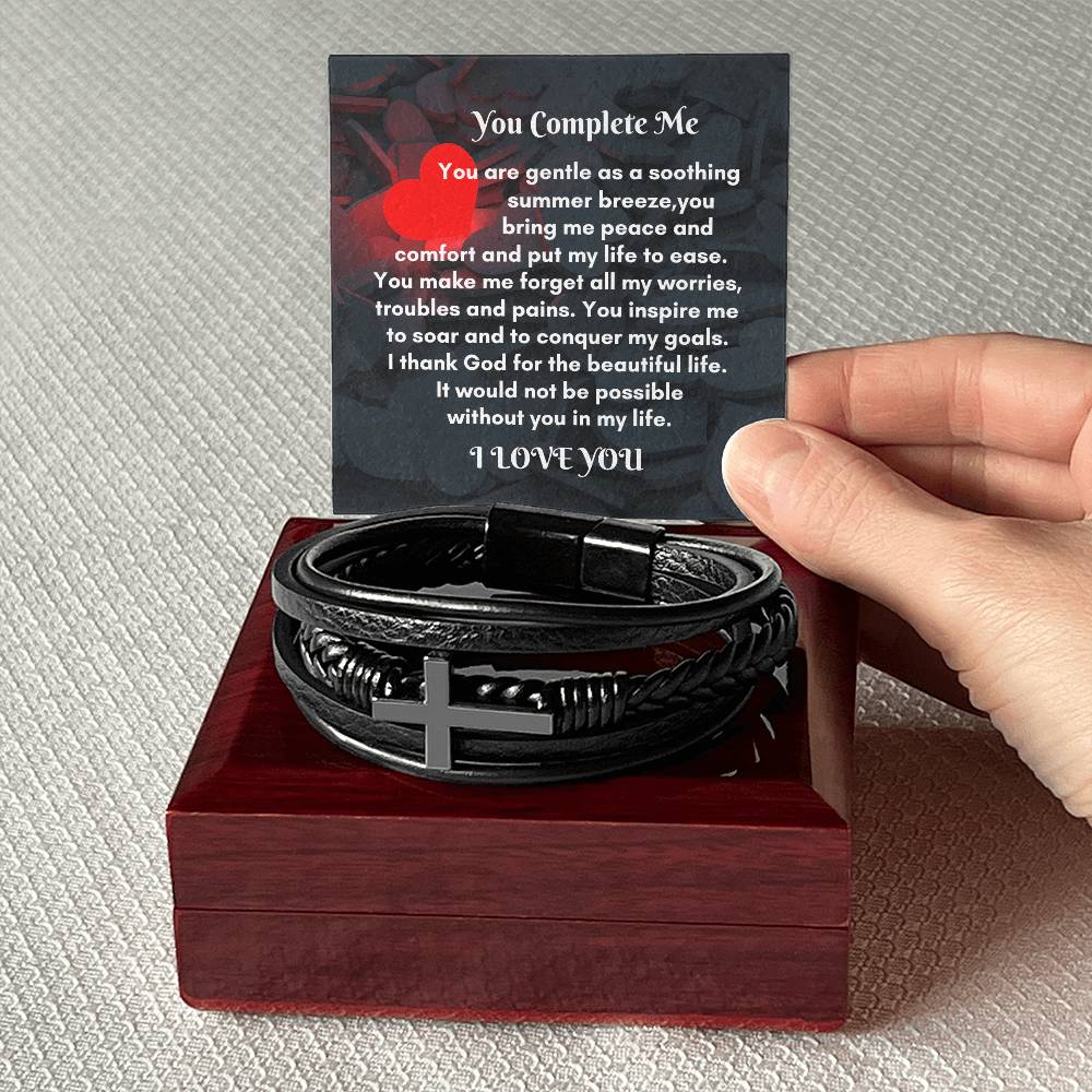 Cross Leather Bracelet with LED Luxury Box