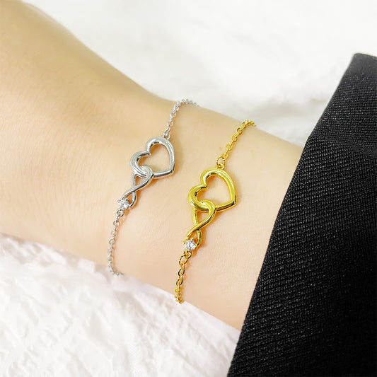 Love Charm Bracelet - Korean Style 3A Zirconia Copper Jewelry with Extension Chain